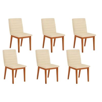 Kit 6 Cadeiras Sala Jantar Sofia 6 Un Ipe Linho Neve