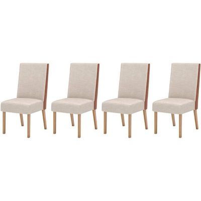 Kit 4 Cadeiras Sala Jantar Anne 4 Un Nature Courano Linho