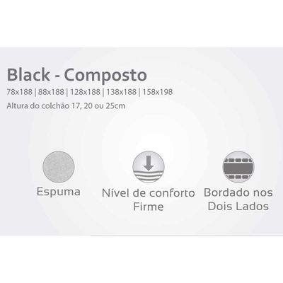 Colchão Viúva Espuma D28 - Ag 65 Black Double Face (128x188x25) - Herval