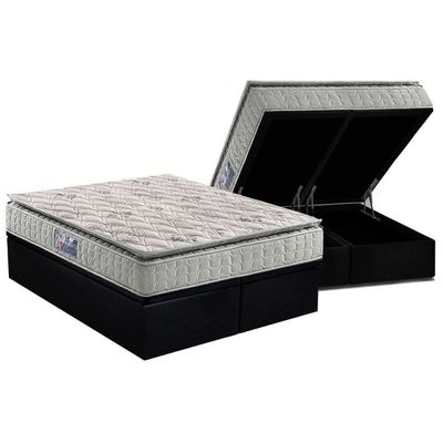 Conjunto Box Baú Queen: Colchão Espuma D33 Orthosono One Face + Base Crc Suede Black (158x198)
