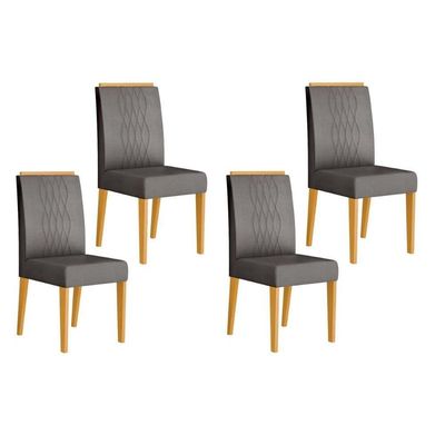 Kit 4 Cadeiras Sala Jantar Lia 4 Un Cedro Suede Lunar
