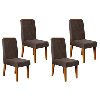 Kit 4 Cadeiras Sala Jantar Lia 4 Un Freijó Suede Moca