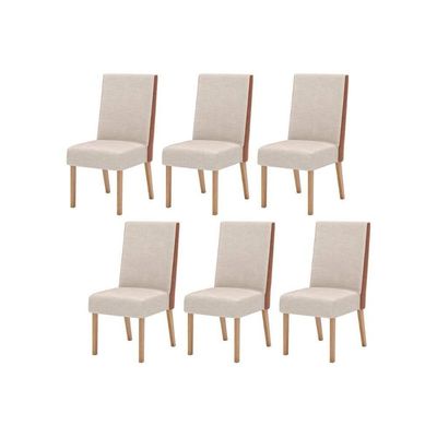 Kit 6 Cadeiras Sala Jantar Anne 6 Un Nature Courano Linho