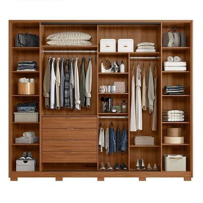 Guarda Roupa Casal Laredo 4 Portas  Nogueira/nude  Tx Com Espelho E Pés - Demartêz