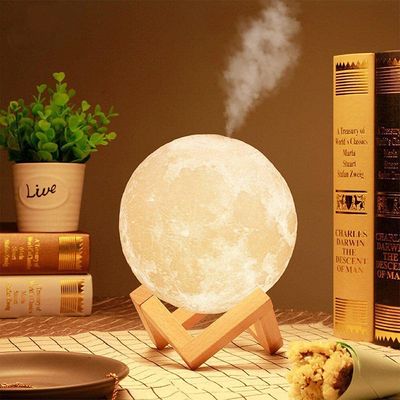 Abajur Umidificador Difusor Ar Lua Cheia 3D Luminária RBG
