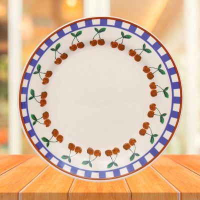 Jogo Pratos Raso Jantar 12 Pessoas 12 Peças Jardim Cerejas 26cm