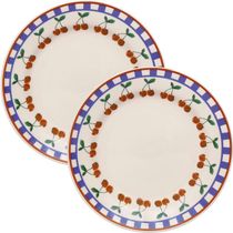Jogo Pratos Raso Jantar 12 Pessoas 12 Peças Jardim Cerejas 26cm