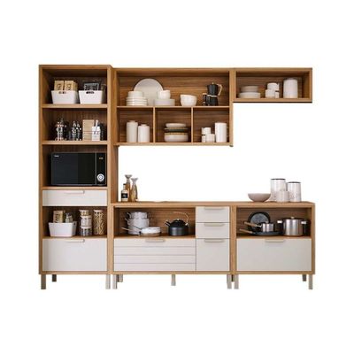 Kit Cozinha Modulada 5 Peças Eloise 2 Aéreos + 2 Balcões + 1 Torre Quente C5p178 Freijó Off White