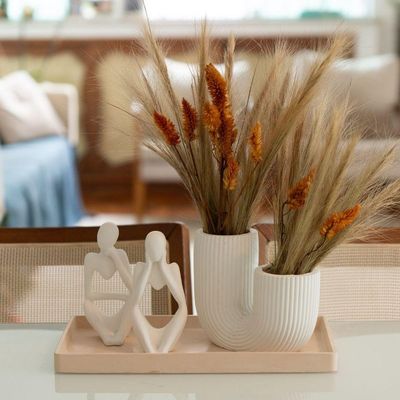 Vaso Decorativo Duplo Joana Artesanal 15cm Em Cimento Artesanal Amarelo