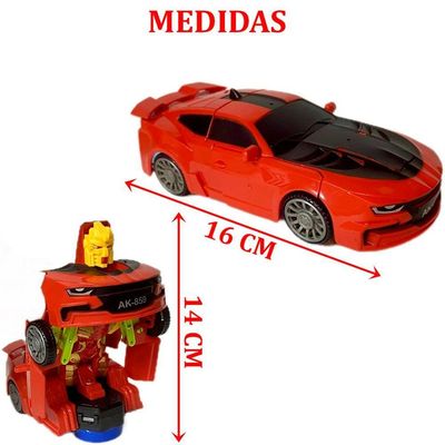 Carro Robô Brinquedo Elétrico Vermelho Transformers Som Leds