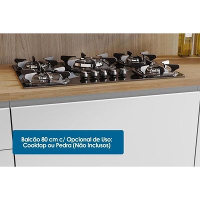 Cozinha Completa 5 Peças Rainha Gourmet 2 Aéreos 2 Balcões 1 Paneleiro C5p33 Nature Verde