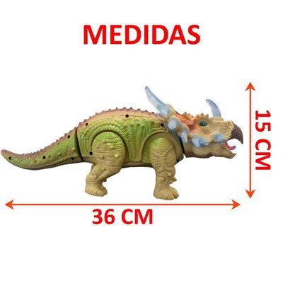 Dinossauro Elétrico Tricerátops Com Movimento Som E Luz Leds