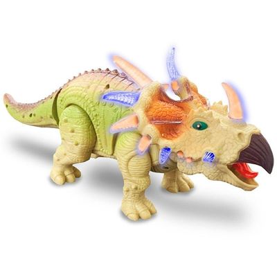 Dinossauro Elétrico Tricerátops Com Movimento Som E Luz Leds