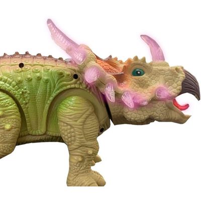 Dinossauro Elétrico Tricerátops Com Movimento Som E Luz Leds