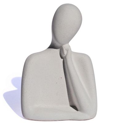 Estátua Decorativa Família Mãe 8cm Em Cimento Artesanal Cinza