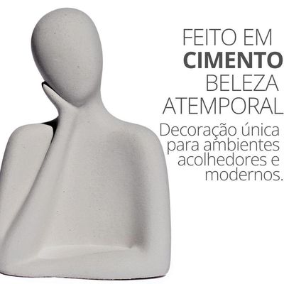 Estátua Artesanal Família Pai 9 Cm Em Cimento Cinza