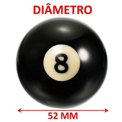 Kit 2 Bolas Preta 8 Numerada Bilhar Sinuca Profissional 52mm