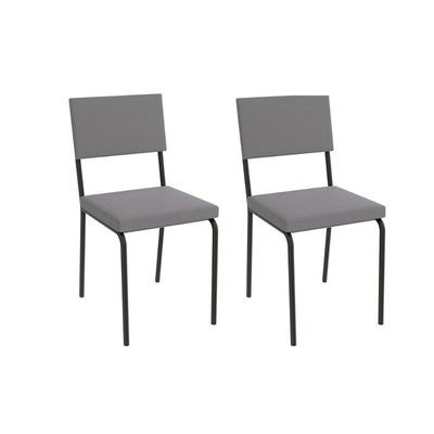Kit 2 Cadeiras De Cozinha Zaria 2c128 Aço 2 Uni Preto Suede Cinza