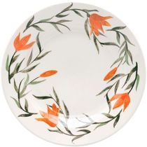 Kit Jogo Prato Sobremesa Lanche 4 Pessoas 4 Peças Lírios 18cm