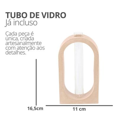 Vaso Decorativo Solitário Janela 16,5cm Artesanal Em Cimento Palha