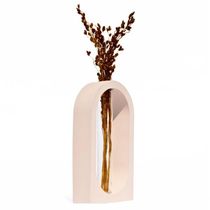 Vaso Decorativo Solitário Janela 16,5cm Artesanal Em Cimento Palha