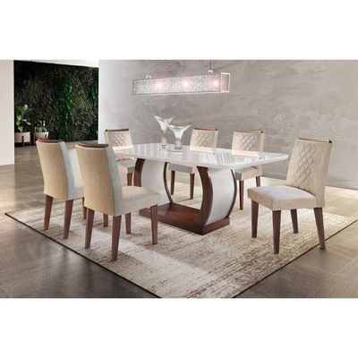 Cadeira De Cozinha Jade Kit 6 Un Capuccino Suede Grafite Rufato