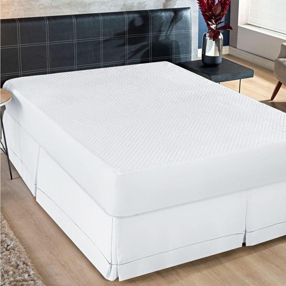 Saia Para Cama Box King Ponto Palito Branco
