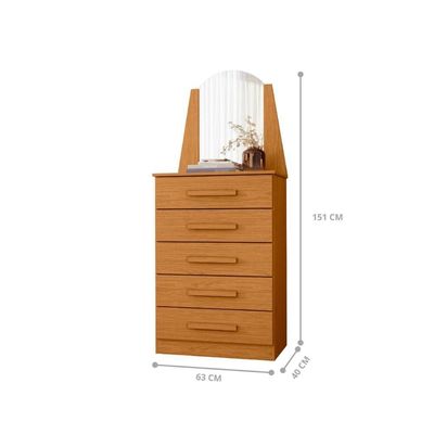 Comoda 5 Gavetas 1 E Roncador Cinamomo Off White