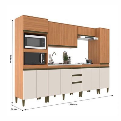 Cozinha Cecilia 6 Peças J Carvalho Freijo Com Off White