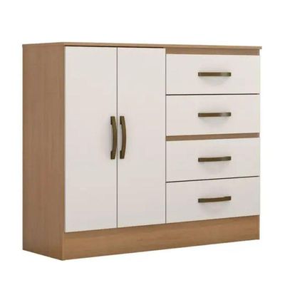 Gaveteiro Com 4 Gavetas 2 Porta Indiana Nature Off White