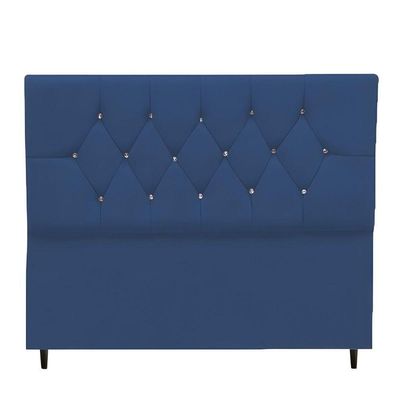 Cabeceira Estofada Cama Box Solteiro 90 Cm Suede Dubai Azul Marinho