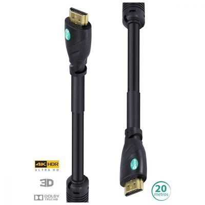 Cabo Hdmi 2.0 4K Ultra Hd 3D Conexão Ethernet Com Filtro 20
