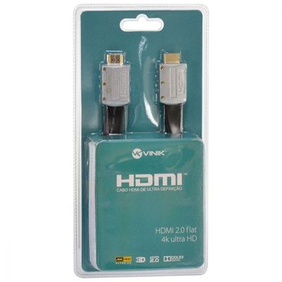 Cabo Hdmi 2.0 4K Ultra Hd 3D Conexão Ethernet Flat Com Conec