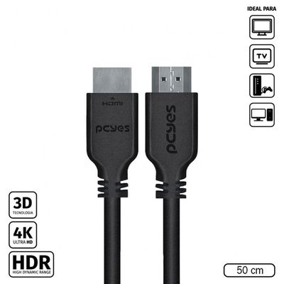 Cabo Hdmi 2.0 4K 28Awg Puro Cobre 50 Cm - Phm20-05
