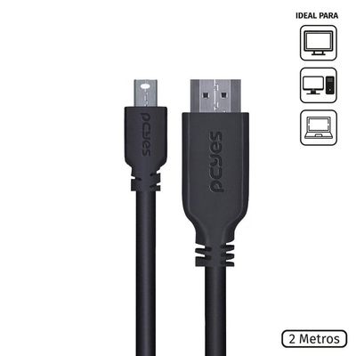 Cabo Mini Displayport Macho Para Hdmi 2.0 Macho 2 Metros - P
