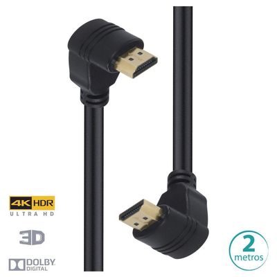 Cabo Hdmi 2.0 4K Ultra Hd 3D Conexão Ethernet Conectores 90°