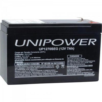 Bateria Estacionária Selada 12V/7Ah Vrla Up1270Seg Unipower