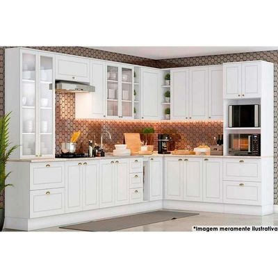 Cozinha Modulada Completa Americana 3 Peças 1 Aéreo + 1 Balcão + Complemento Cz125 Cinza