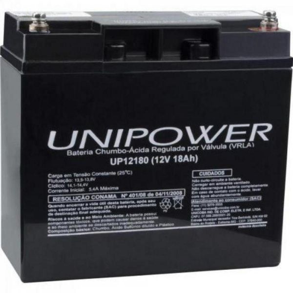 Bateria Estacionária Selada 12V/18A Vrla Up12180 Unipower