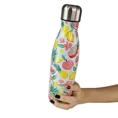 Garrafa Termica Estampa Frutas Flores Inox 500ml