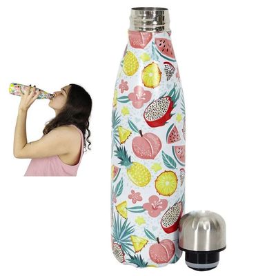 Garrafa Termica Estampa Frutas Flores Inox 500ml