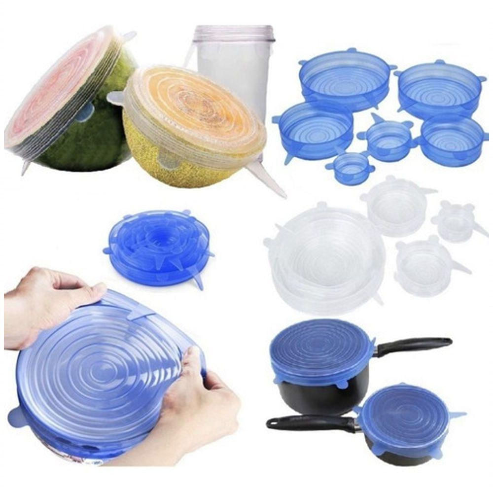 Tampa De Silicone Flexivel Reutilizavel Kit 6 Unidades