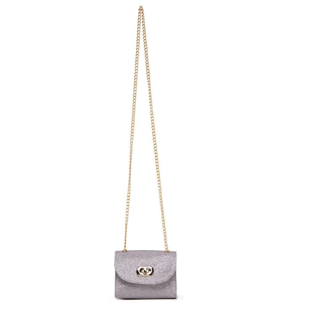 Bolsa Pequena Feminina Transversal De Festa Elegante Brilho Off White