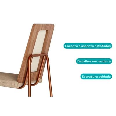 Kit 2 Cadeiras De Cozinha Wood 1751 Aço 2 Uni Rose Linho Areia
