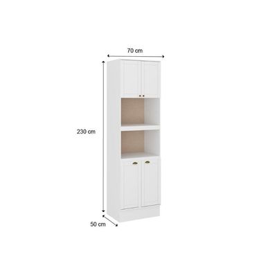 Paneleiro De Cozinha Modulado Bella 2616 Torre Quente Com 2 Fornos 4 Portas 70cm Nogal Cinza