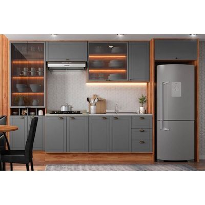 Paneleiro De Cozinha Cristaleira Bella 2615 Com 4 Portas 2 De Vidro 70cm Branco
