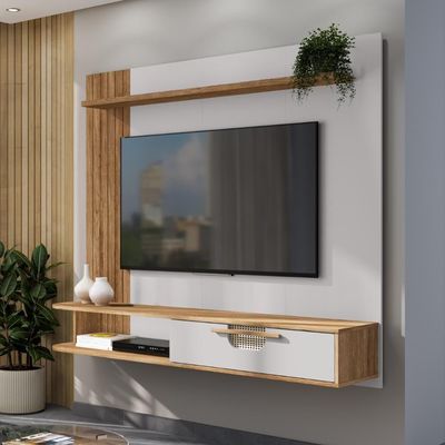 Painel Pitombeiras Para Tv 65 Polegadas Cinamomo Off White