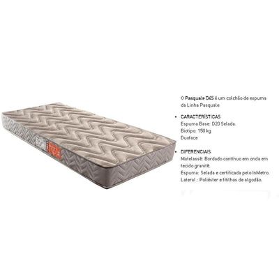 Conjunto Box Baú Casal: Colchão Espuma Paropas D45 Pasquale Gray + Base Crc Suede Gray (138x188)