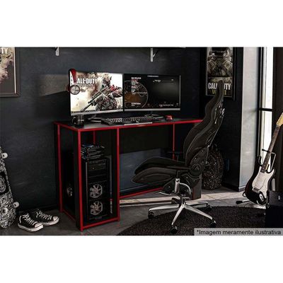 Mesa Computador Casal Gamer Singapura Preto Vermelho Politorno