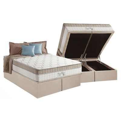 Cama Box Baú: Colchão Molas Ensacadas King Best Clean + Base Crc Suede Clean (193x203)